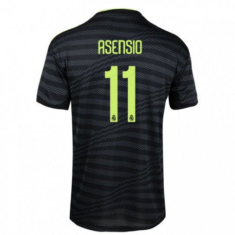 Kandiny Miesten Marco Asensio #11 Musta Tummanharmaa Kolmas Sarja 2022/23 Lyhythihainen Paita T-paita