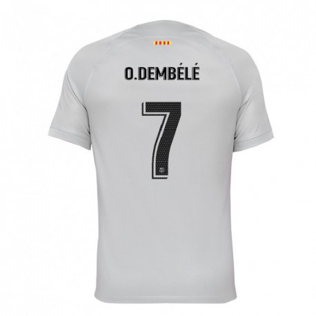 Kandiny Miesten Ousmane Dembele #7 Harmaa Punainen Sininen Kolmas Sarja 2022/23 Lyhythihainen Paita T-paita
