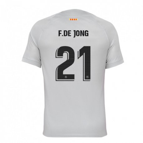 Kandiny Miesten Frenkie De Jong #21 Harmaa Punainen Sininen Kolmas Sarja 2022/23 Lyhythihainen Paita T-paita