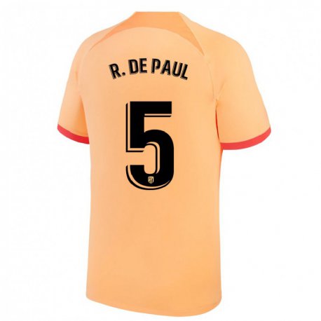 Kandiny Miesten Rodrigo De Paul #5 Vaalean Oranssi Kolmas Sarja 2022/23 Lyhythihainen Paita T-paita