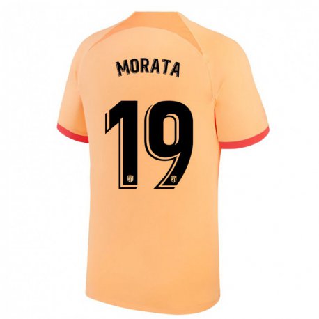 Kandiny Miesten Alvaro Morata #19 Vaalean Oranssi Kolmas Sarja 2022/23 Lyhythihainen Paita T-paita