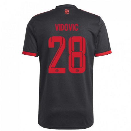 Kandiny Miesten Gabriel Vidovic #28 Musta Ja Punainen Kolmas Sarja 2022/23 Lyhythihainen Paita T-paita