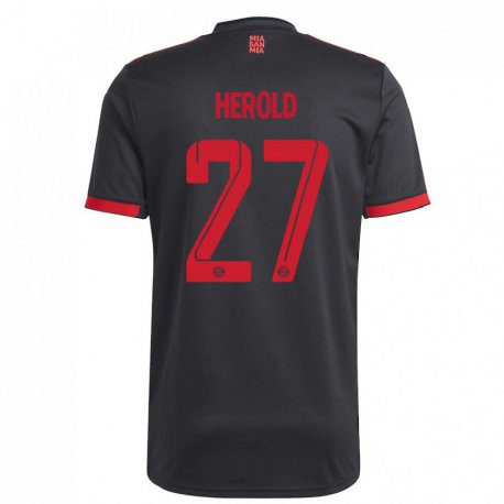 Kandiny Miesten David Herold #27 Musta Ja Punainen Kolmas Sarja 2022/23 Lyhythihainen Paita T-paita
