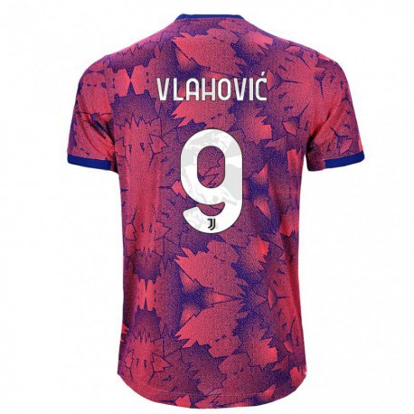 Kandiny Miesten Dusan Vlahovic #9 Ruusunpunainen Sininen Kolmas Sarja 2022/23 Lyhythihainen Paita T-paita