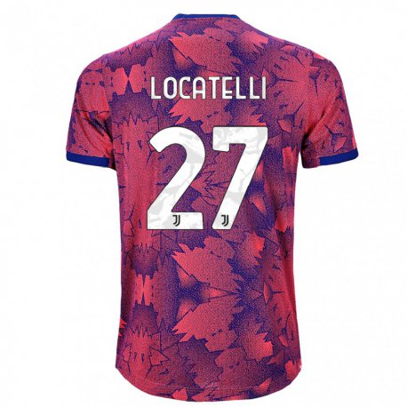 Kandiny Miesten Manuel Locatelli #27 Ruusunpunainen Sininen Kolmas Sarja 2022/23 Lyhythihainen Paita T-paita