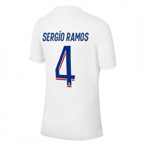 Kandiny Miesten Sergio Ramos #4 Valkoinen Sininen Kolmas Sarja 2022/23 Lyhythihainen Paita T-paita