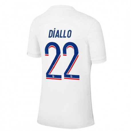 Kandiny Miesten Abdou Diallo #22 Valkoinen Sininen Kolmas Sarja 2022/23 Lyhythihainen Paita T-paita