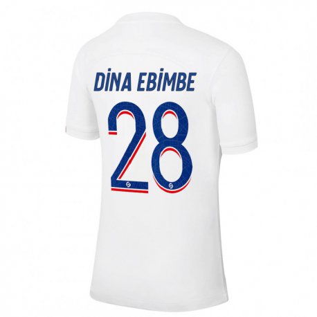 Kandiny Miesten Eric Junior Dina Ebimbe #28 Valkoinen Sininen Kolmas Sarja 2022/23 Lyhythihainen Paita T-paita