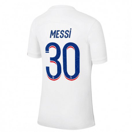 Kandiny Miesten Lionel Messi #30 Valkoinen Sininen Kolmas Sarja 2022/23 Lyhythihainen Paita T-paita
