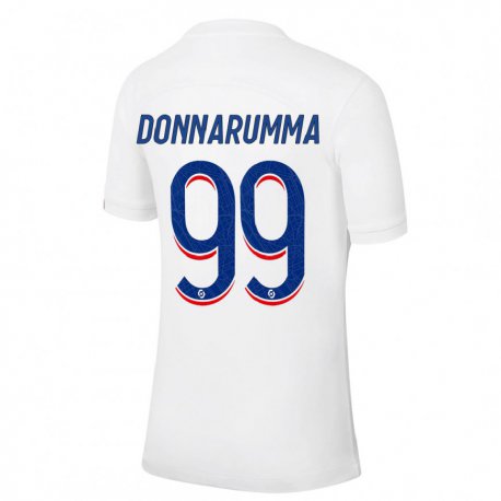 Kandiny Miesten Gianluigi Donnarumma #99 Valkoinen Sininen Kolmas Sarja 2022/23 Lyhythihainen Paita T-paita