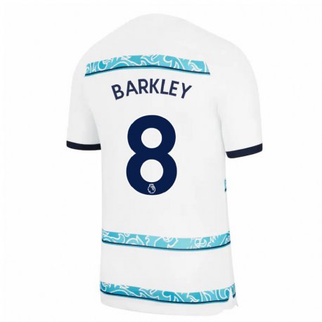 Kandiny Naisten Ross Barkley #8 Valkoinen Vaaleansininen Kolmas Sarja 2022/23 Lyhythihainen Paita T-paita