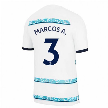 Kandiny Naisten Marcos Alonso #3 Valkoinen Vaaleansininen Kolmas Sarja 2022/23 Lyhythihainen Paita T-paita