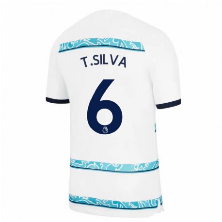 Kandiny Naisten Thiago Silva #6 Valkoinen Vaaleansininen Kolmas Sarja 2022/23 Lyhythihainen Paita T-paita