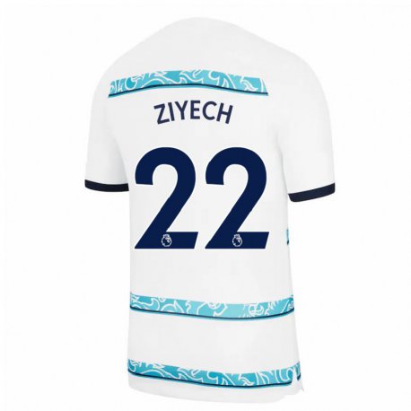 Kandiny Naisten Hakim Ziyech #22 Valkoinen Vaaleansininen Kolmas Sarja 2022/23 Lyhythihainen Paita T-paita