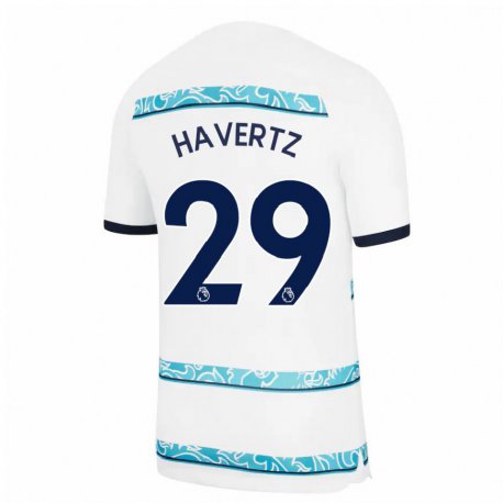 Kandiny Naisten Kai Havertz #29 Valkoinen Vaaleansininen Kolmas Sarja 2022/23 Lyhythihainen Paita T-paita