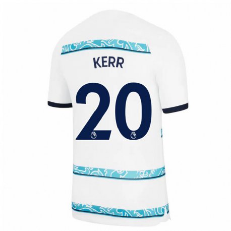 Kandiny Naisten Sam Kerr #20 Valkoinen Vaaleansininen Kolmas Sarja 2022/23 Lyhythihainen Paita T-paita