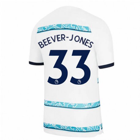 Kandiny Naisten Aggie Beever-jones #33 Valkoinen Vaaleansininen Kolmas Sarja 2022/23 Lyhythihainen Paita T-paita