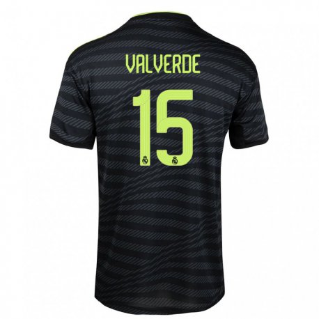 Kandiny Naisten Federico Valverde #15 Musta Tummanharmaa Kolmas Sarja 2022/23 Lyhythihainen Paita T-paita