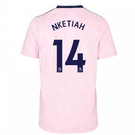 Kandiny Naisten Eddie Nketiah #14 Vaaleanpunainen Laivasto Kolmas Sarja 2022/23 Lyhythihainen Paita T-paita