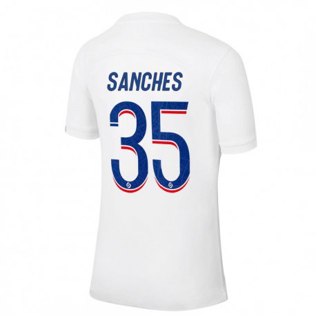 Kandiny Naisten Renato Sanches #35 Valkoinen Sininen Kolmas Sarja 2022/23 Lyhythihainen Paita T-paita