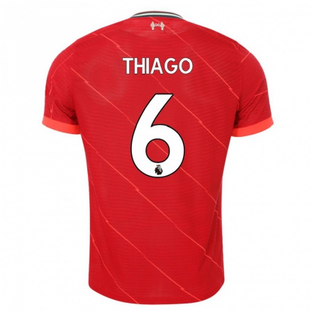 Naisten Jalkapallo Thiago #6 Punainen Kotipaita 2021/22 Lyhythihainen Paita T-paita