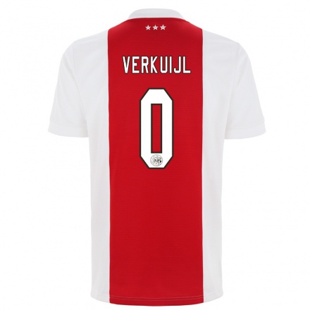 Naisten Jalkapallo Mark Verkuijl #0 Punainen Valkoinen Kotipaita 2021/22 Lyhythihainen Paita T-paita