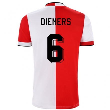 Naisten Jalkapallo Mark Diemers #6 Punainen Valkoinen Kotipaita 2021/22 Lyhythihainen Paita T-paita