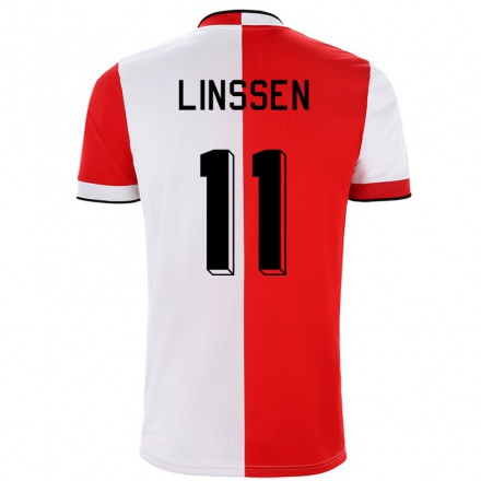 Naisten Jalkapallo Bryan Linssen #11 Punainen Valkoinen Kotipaita 2021/22 Lyhythihainen Paita T-paita