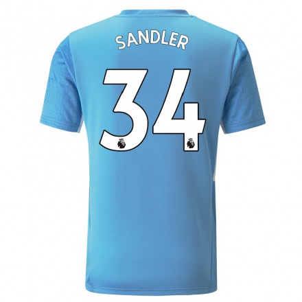 Naisten Jalkapallo Philippe Sandler #34 Sininen Kotipaita 2021/22 Lyhythihainen Paita T-paita