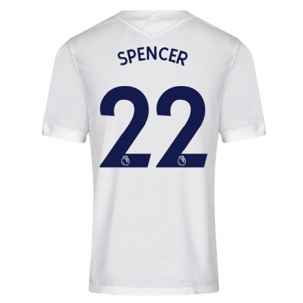 Naisten Jalkapallo Rebecca Spencer #22 Valkoinen Kotipaita 2021/22 Lyhythihainen Paita T-paita
