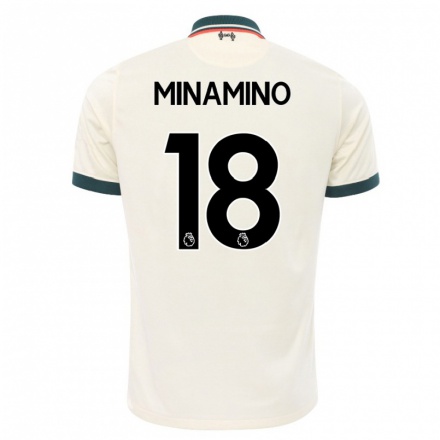 Naisten Jalkapallo Takumi Minamino #18 Beige Vieraspaita 2021/22 Lyhythihainen Paita T-paita