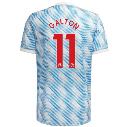Naisten Jalkapallo Leah Galton #11 Sinivalkoinen Vieraspaita 2021/22 Lyhythihainen Paita T-paita