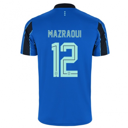 Naisten Jalkapallo Noussair Mazraoui #12 Sininen Musta Vieraspaita 2021/22 Lyhythihainen Paita T-paita