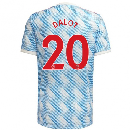 Naisten Jalkapallo Diogo Dalot #20 Sinivalkoinen Vieraspaita 2021/22 Lyhythihainen Paita T-paita