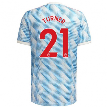 Naisten Jalkapallo Millie Turner #21 Sinivalkoinen Vieraspaita 2021/22 Lyhythihainen Paita T-paita