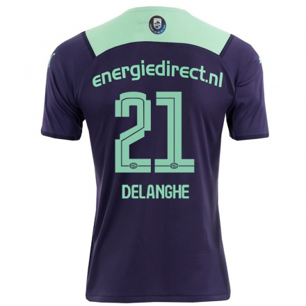 Naisten Jalkapallo Maxime Delanghe #21 Tumma Violettiti Vieraspaita 2021/22 Lyhythihainen Paita T-paita