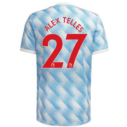 Naisten Jalkapallo Alex Telles #27 Sinivalkoinen Vieraspaita 2021/22 Lyhythihainen Paita T-paita