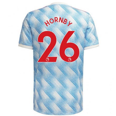 Naisten Jalkapallo Megan Hornby #26 Sinivalkoinen Vieraspaita 2021/22 Lyhythihainen Paita T-paita