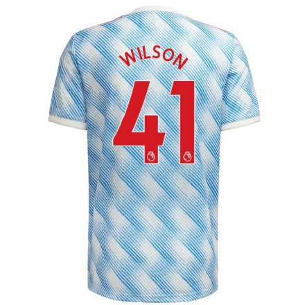 Naisten Jalkapallo Emelia Wilson #41 Sinivalkoinen Vieraspaita 2021/22 Lyhythihainen Paita T-paita
