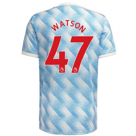 Naisten Jalkapallo Polly Watson #47 Sinivalkoinen Vieraspaita 2021/22 Lyhythihainen Paita T-paita