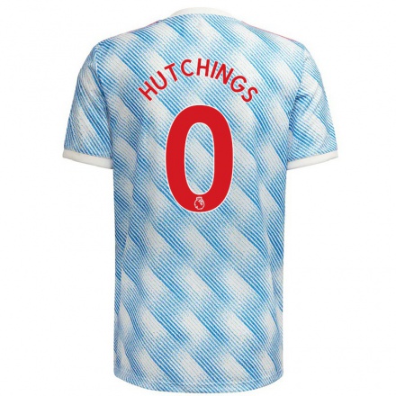 Naisten Jalkapallo Annie Hutchings #0 Sinivalkoinen Vieraspaita 2021/22 Lyhythihainen Paita T-paita