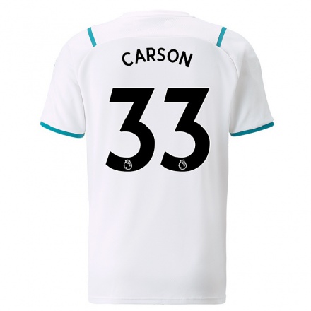 Naisten Jalkapallo Scott Carson #33 Valkoinen Vieraspaita 2021/22 Lyhythihainen Paita T-paita