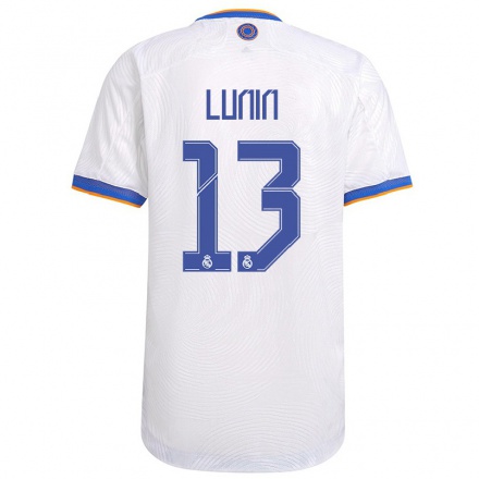 Naisten Jalkapallo Andriy Lunin #13 Valkoinen Kotipaita 2021/22 Lyhythihainen Paita T-paita