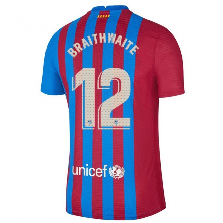 Naisten Jalkapallo Martin Braithwaite #12 Kastanjanruskea Sininen Kotipaita 2021/22 Lyhythihainen Paita T-paita