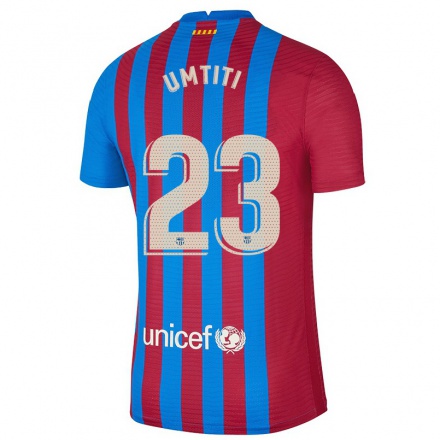 Naisten Jalkapallo Samuel Umtiti #23 Kastanjanruskea Sininen Kotipaita 2021/22 Lyhythihainen Paita T-paita
