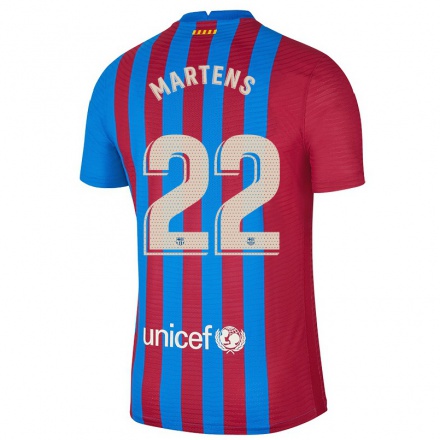 Naisten Jalkapallo Lieke Martens #22 Kastanjanruskea Sininen Kotipaita 2021/22 Lyhythihainen Paita T-paita