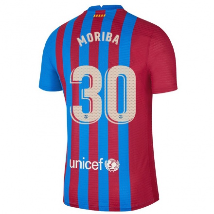 Naisten Jalkapallo Ilaix Moriba #30 Kastanjanruskea Sininen Kotipaita 2021/22 Lyhythihainen Paita T-paita