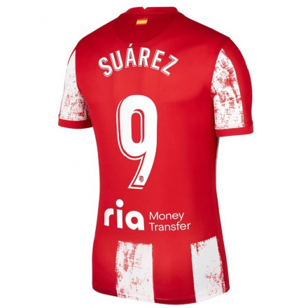 Naisten Jalkapallo Luis Suarez #9 Punainen Valkoinen Kotipaita 2021/22 Lyhythihainen Paita T-paita