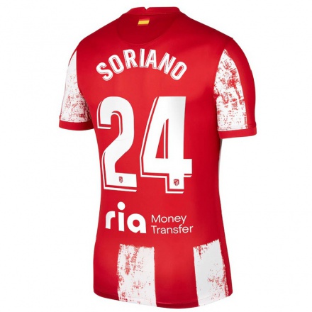 Naisten Jalkapallo Mario Soriano #24 Punainen Valkoinen Kotipaita 2021/22 Lyhythihainen Paita T-paita