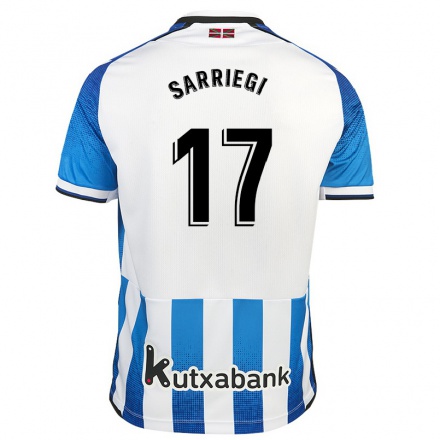 Naisten Jalkapallo Amaiur Sarriegi #17 Valkoinen Sininen Kotipaita 2021/22 Lyhythihainen Paita T-paita